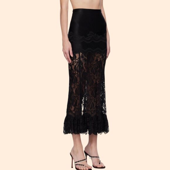 Paco Rabanne Dresses & Skirts - Paco Rabanne Black Lace Maxi Skirt